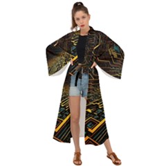 Data Technology Coding Pattern Maxi Kimono by Jancukart