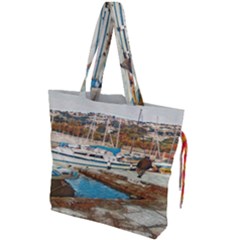 Alone On Gardasee, Italy  Drawstring Tote Bag by ConteMonfrey