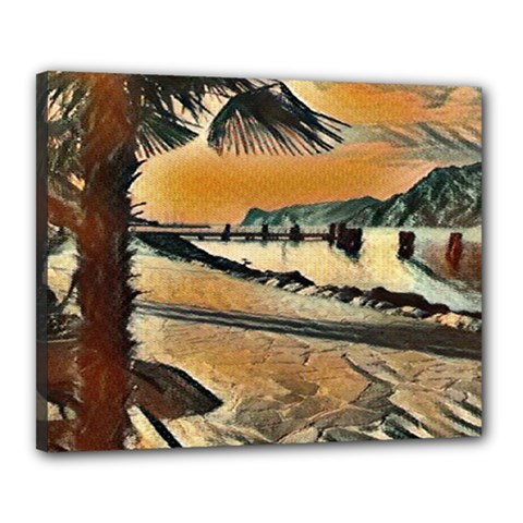 End Of The Day On The Lake Garda, Italy  Canvas 20  X 16  (stretched) by ConteMonfrey