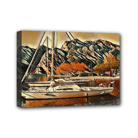 Art Boats Garda, Italy  Mini Canvas 7  X 5  (stretched) by ConteMonfrey