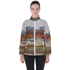 Boats On Lake Garda, Italy  Women s High Neck Windbreaker by ConteMonfrey