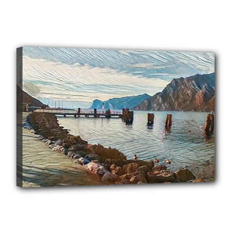 Ducks On Gardasee Canvas 18  X 12  (stretched) by ConteMonfrey