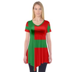 Bornholm Denmark Flag Short Sleeve Tunic  by tony4urban