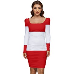 Austria Women Long Sleeve Ruched Stretch Jersey Dress by tony4urban