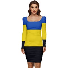 Gelderland Flag Women Long Sleeve Ruched Stretch Jersey Dress by tony4urban