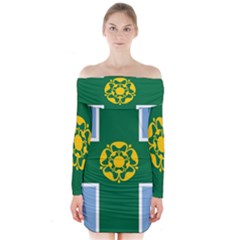 Derbyshire Flag Long Sleeve Off Shoulder Dress by tony4urban