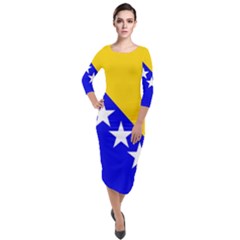 Bosnia And Herzegovina Quarter Sleeve Midi Velour Bodycon Dress by tony4urban