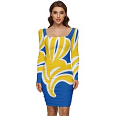 Brussels Women Long Sleeve Ruched Stretch Jersey Dress by tony4urban