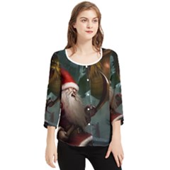 A Santa Claus Standing In Front Of A Dragon Chiffon Quarter Sleeve Blouse by bobilostore
