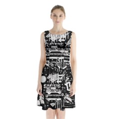 Skater-underground2 Sleeveless Waist Tie Chiffon Dress by PollyParadiseBoutique7