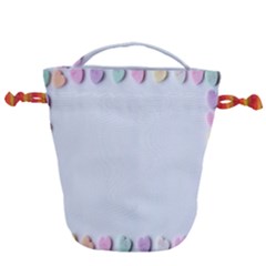 Valentine Day Heart Pattern Capsule Drawstring Bucket Bag by artworkshop