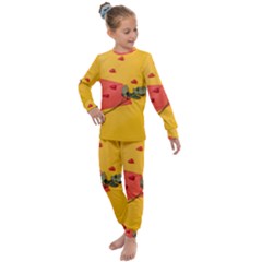 Valentine Day Heart Flower Gift Kids  Long Sleeve Set  by artworkshop