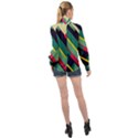 Pattern Abstract Geometric Design High Neck Long Sleeve Chiffon Top View2
