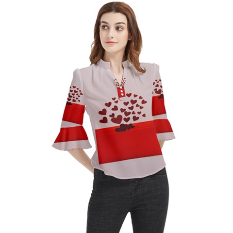 Love Envelope Logo Valentine Loose Horn Sleeve Chiffon Blouse by artworkshop