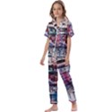 Splattered Paint On Wall Kids  Satin Short Sleeve Pajamas Set View1