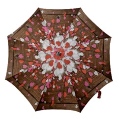 Valentine Day Heart Wallpaper Hook Handle Umbrellas (large) by artworkshop