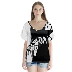 Mrn V-neck Flutter Sleeve Top by MRNStudios