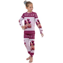 Hello February Text And Cupcakes Kids  Long Sleeve Set  by artworkshop