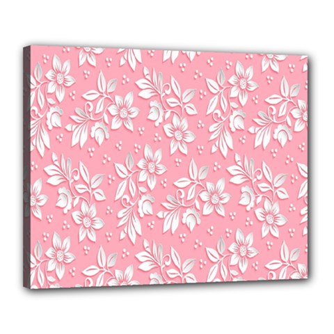 Texture With White Flowers Canvas 20  X 16  (stretched) by artworkshop