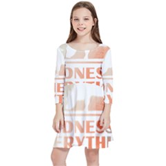 Vegan Animal Lover T- Shirt Kindness Is Everything Vegan Animal Lover T- Shirt Kids  Quarter Sleeve Skater Dress by maxcute