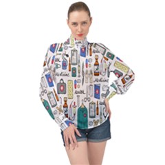 Medical Biology Detail Medicine Psychedelic Science Abstract Abstraction Chemistry Genetics Art Patt High Neck Long Sleeve Chiffon Top by Jancukart