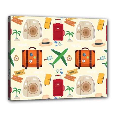 Suitcase Tickets Plane Camera Canvas 20  X 16  (stretched) by Ravend