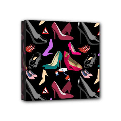 Heels Shoes Pattern Feminine Art Mini Canvas 4  X 4  (stretched) by Ravend
