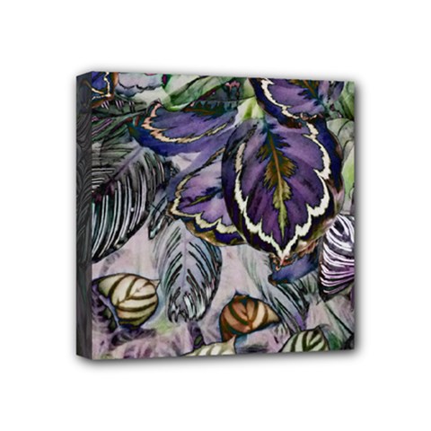 Dark Leaves Mini Canvas 4  X 4  (stretched) by DinkovaArt