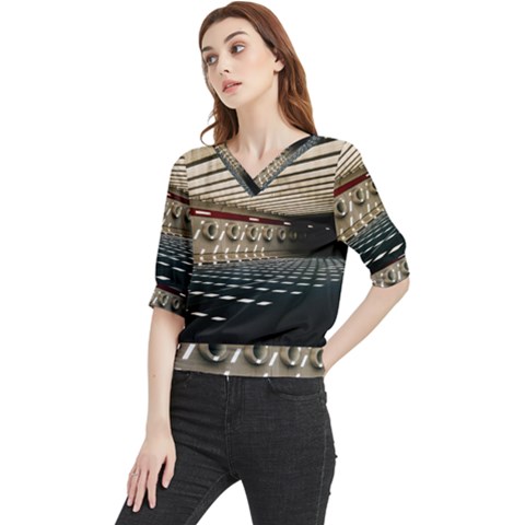 Dark Tunnels Within A Tunnel Quarter Sleeve Blouse by artworkshop