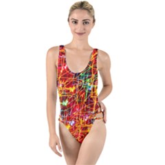 Design Art Pattern High Leg Strappy Swimsuit by artworkshop