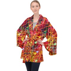 Design Art Pattern Long Sleeve Velvet Kimono  by artworkshop