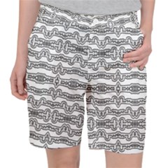 Black And White Tribal Print Pattern Pocket Shorts by dflcprintsclothing