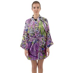 Abstract Intarsio Long Sleeve Satin Kimono by kaleidomarblingart