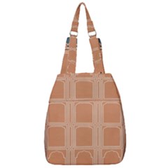 Person Stands By Tall Orange Wall And Looks- Up Center Zip Backpack by artworkshop