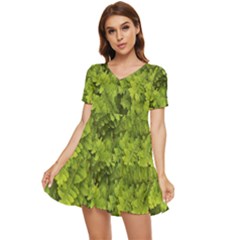 Botanical Motif Plants Detail Photography Tiered Short Sleeve Babydoll Dress by dflcprintsclothing
