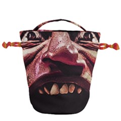 Scary Man Closeup Portrait Illustration Drawstring Bucket Bag by dflcprintsclothing