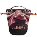 Scary Man Closeup Portrait Illustration Drawstring Bucket Bag View1