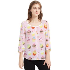 Cupcakes! Chiffon Quarter Sleeve Blouse by fructosebat