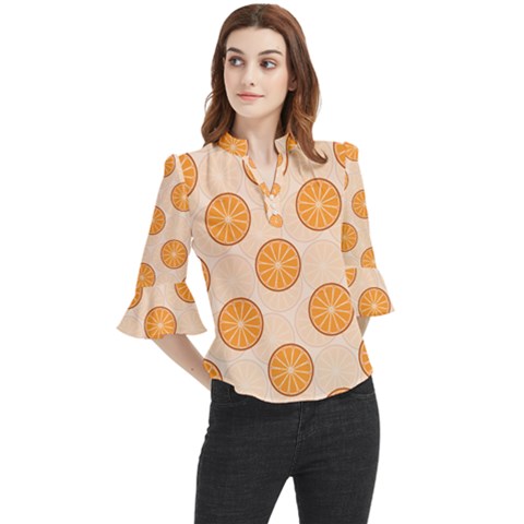 Orange Slices! Loose Horn Sleeve Chiffon Blouse by fructosebat