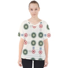 Art Design Round Drawing Abstract V-neck Dolman Drape Top by Jancukart