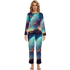 Abstract Galactic Wallpaper Womens  Long Sleeve Lightweight Pajamas Set by Ravend