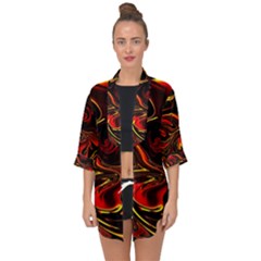 Modern Art Design Fantasy Surreal Orange Open Front Chiffon Kimono by Ravend