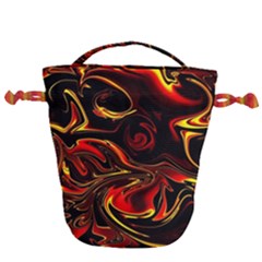 Modern Art Design Fantasy Surreal Orange Drawstring Bucket Bag by Ravend