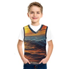 Ocean Sunset Sea Ocean Sunset Kids  Basketball Tank Top by Ravend