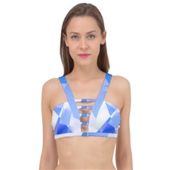 Abstract T- Shirt Blue Abstract Chess Cell Pattern Minimalism T- Shirt Cage Up Bikini Top by maxcute