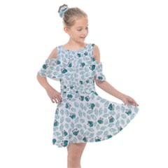 Art T- Shirt Pastel Blue Bunnies And Sky Blue Carrots On Cotton Candy Pink Easter Pattern T- Shirt Kids  Shoulder Cutout Chiffon Dress by maxcute