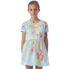 Birds Illustration T- Shirtbird T- Shirt (6) Kids  Short Sleeve Pinafore Style Dress by maxcute