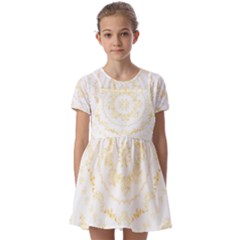 Classic Red Bandana T- Shirt Modern Gold Bandana T- Shirt Kids  Short Sleeve Pinafore Style Dress by maxcute