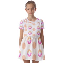 Coffee Donut Patterns T- Shirt Coffee & Donut Patterns T- Shirt Kids  Short Sleeve Pinafore Style Dress by maxcute