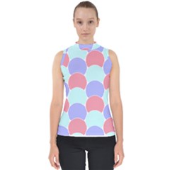 Fish Scale Pattern T- Shirtvery Peri Fish Scale Pattern T- Shirt Mock Neck Shell Top by maxcute